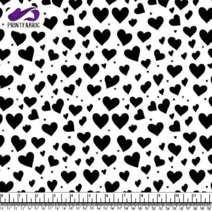 Black Hearts Pattern on White Background