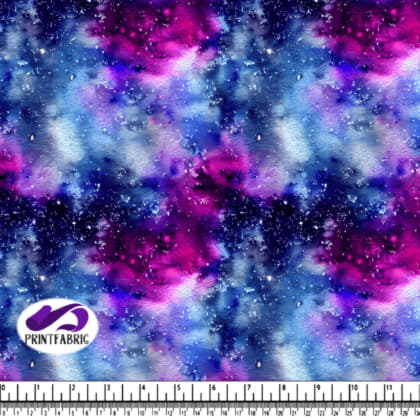 Abstract Watercolor Galaxy with Blue, Purple, and Pink Stars