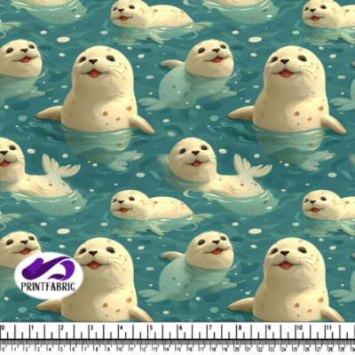 Motif de Phoques Sourire Nageant