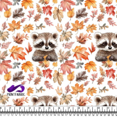 Raccoon with Autumn Leaves