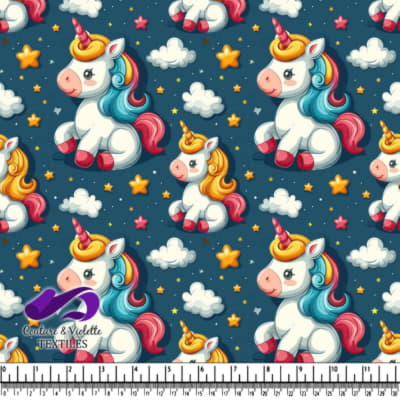 Cartoon Unicorns and Stars Pattern