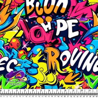 Graffiti coloré avec des lettres et des formes dynamiques