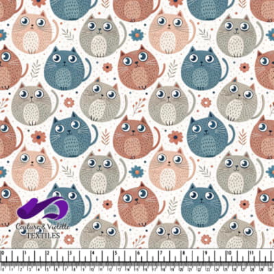 Mignons chats colorés avec des fleurs