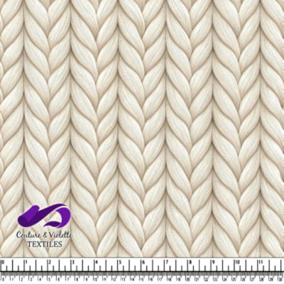 Cream colored chunky braided knit textile pattern