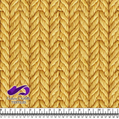 Thick golden braided knit pattern fabric
