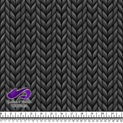 Black chunky knit texture fabric pattern