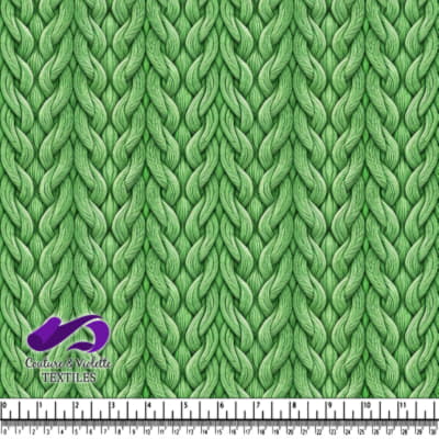 Motif de tissu tricoté tressé texturé vert