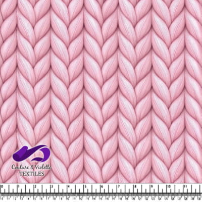 Pink chunky knit pattern textile fabric