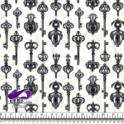 Motif vintage en noir et blanc de clé et serrure ornée