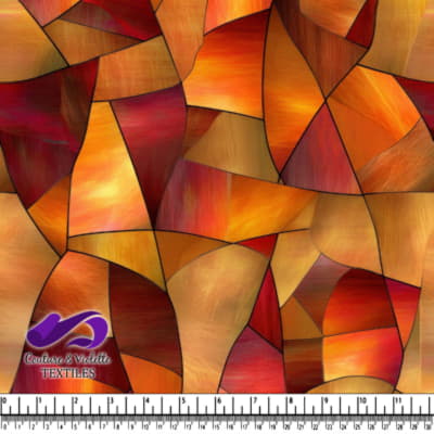 Abstract stained glass pattern in warm autumn colors