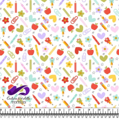 Colorful school supplies and shape pattern