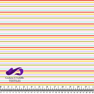 Multicolored horizontal stripes on a white textile background