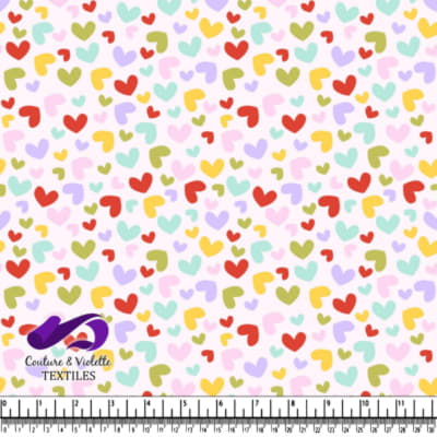 Colorful scattered hearts pattern