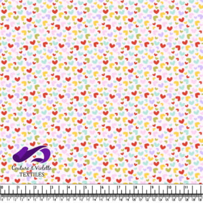 Colorful scattered hearts pattern