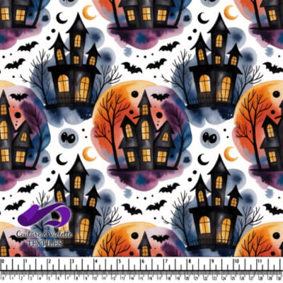 Maisons hantées d'Halloween avec chauves-souris et fantômes