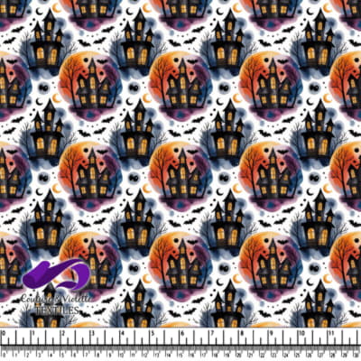 Maisons hantées d'Halloween avec chauves-souris et fantômes