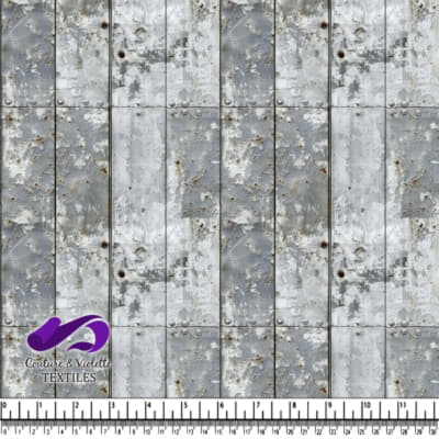 Surface métallique avec taches de rouille et panneaux de rivets