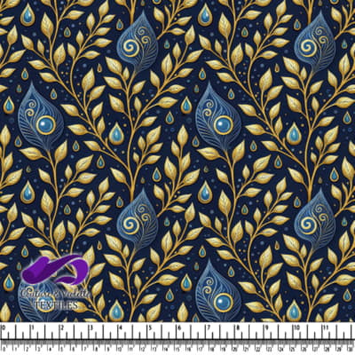 Feuilles d'Or et Gouttes d'Eau Bleues