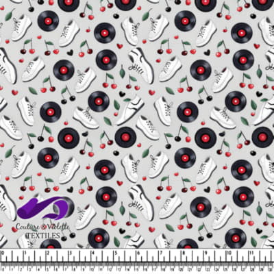 Retro Vinyl Records Sneakers Cherries Pattern Design