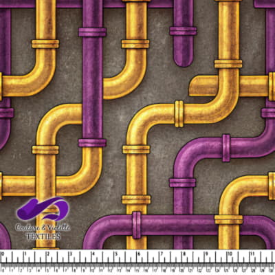 Purple and Gold Interconnected Pipes