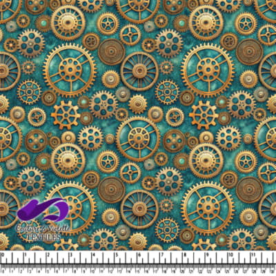 Vintage Steampunk Gears and Cogs Pattern on Blue Background