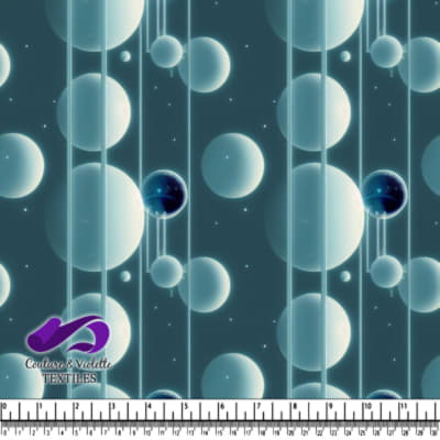 Sphères Flottantes Abstraites avec Faisceaux de Lumière Verticaux