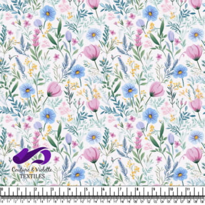 Motif floral délicat sur fond blanc