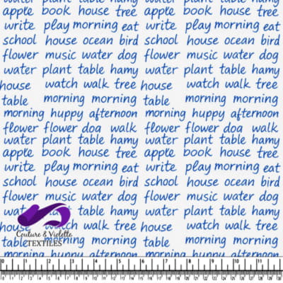 Mots manuscrits liés aux objets et activités en encre bleue