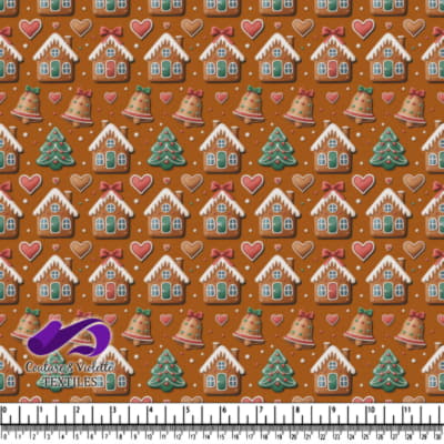 Cœurs de pain d'épice, cloches et sapins de Noël