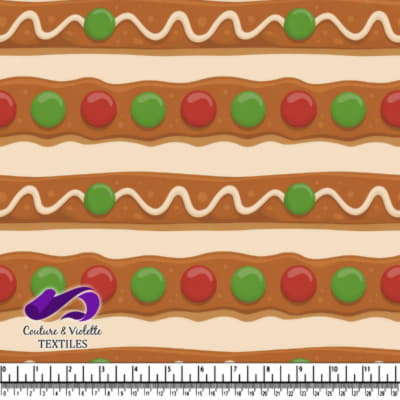 Motif de biscuits en pain d'épice avec décorations de bonbons rouges et verts