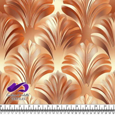 Élégant motif floral damassé en bronze et or