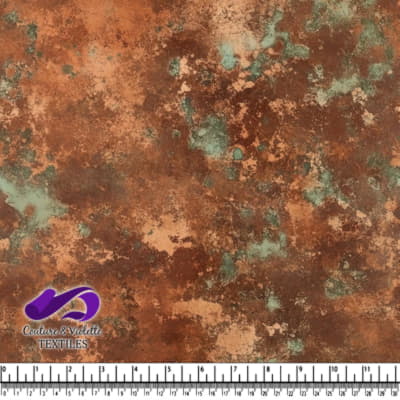 Motif en cuivre texturé rustique et patine teal