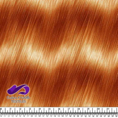 Copper metallic shiny synthetic hair fiber strands close-up