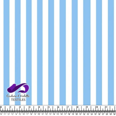 Blue and white vertical striped fabric