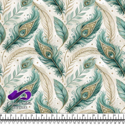Motif élégant de plumes de paon teal et doré