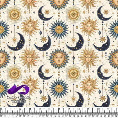 Suns moons stars and decorative geometric elements