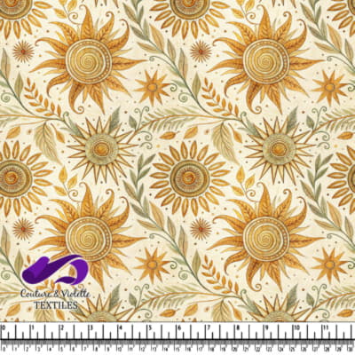 Motif botanique vintage avec des tournesols stylisés