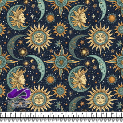 Motif céleste vintage avec soleil, lune et étoiles