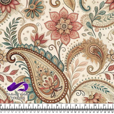 Motif vintage de paisley et de fleurs dans des tons terreux atténués