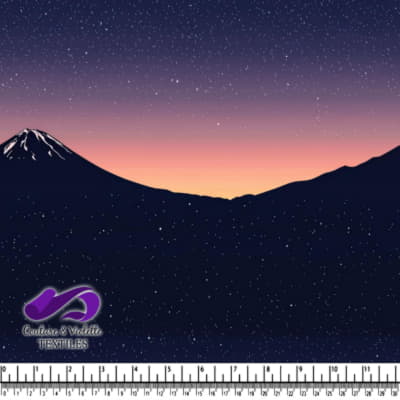 Mountain silhouette under starry twilight sky