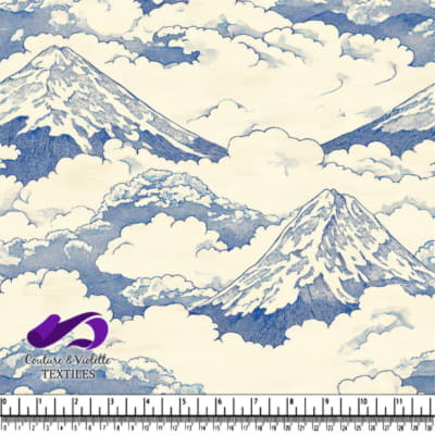 Impression de paysage montagneux bleu et blanc