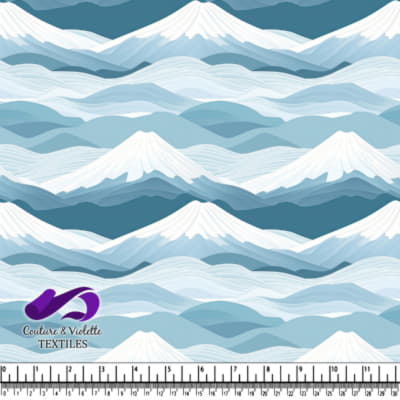 Abstract mountain landscape pattern in blue and white tones