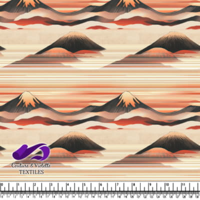 Abstract Mountain Landscape with Sunset and Layered Stripes