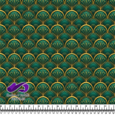 Motif Vintage Art Déco Vert et Or