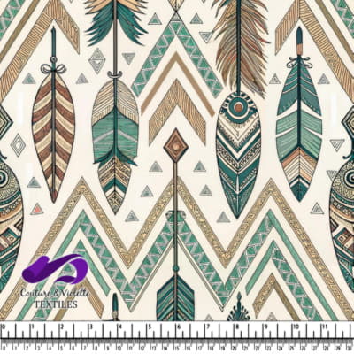 Bohemian Tribal Pattern with Feathers and Arrows Design