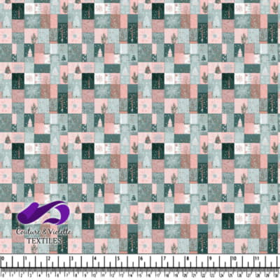 Pastel Christmas Patchwork Holiday Fabric Design
