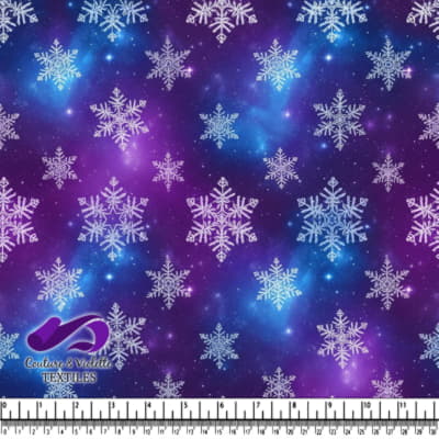 Purple Blue Snowflake Pattern Winter Fabric Design