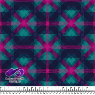 Motif de Tissu Carreaux Teal Foncé et Violet