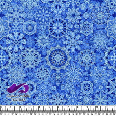 Tissu à Motif de Flocons de Neige Bleus