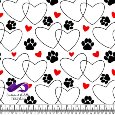 Hearts and Paw Prints Pattern